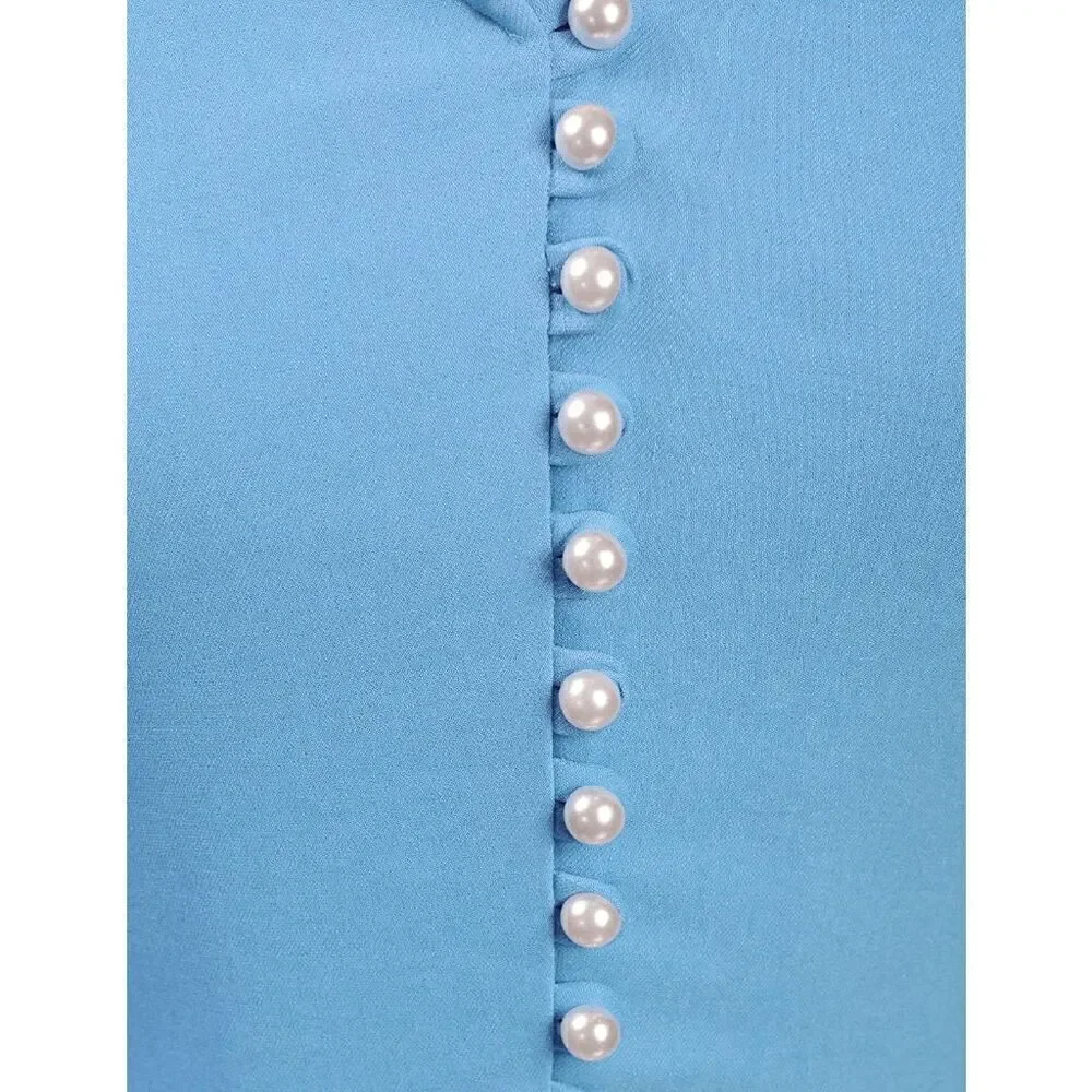 Retro Vintage Pinup 1950s Classy Elegant Cocktail Pencil Midi Blue Dress XXL NWT